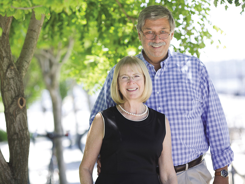 Tom and Carol Wells together outdoors